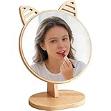 Gwezmxs Kleiner Schminkspiegel Stehend Mädchen mit Holzrahmen für Kinderzimmer & Badezimmer