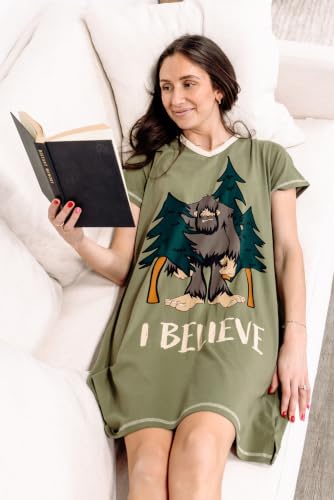 Image of Lazy One Women's Novelty Nightshirt - Funny Cotton Nightgown, Cute V-neck Sleep Shirts, Women's Sleepwear