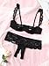 Lilosy Sexy Underwire Floral Lace Sheer Lingerie Set for Women See Through Bra and Panty 2 Piece Push Up Half-cup Black Medium
