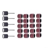 UrbanHui 25-teiliges Schleiftrommel-Set, Körnung 40–320 für Drehwerkzeug mit Dorn-Schleifhülsen für Holz, Metall, Bernstein, Modell, Steinpolieren (5 Stangen)