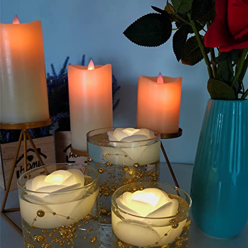 Ardux Led Floating Candles - Flameless Floating Rose Tea Lights Waterproof Flower Wax Candles Battery-Powered For Wedding Centerpieces Pool Party Decoration #TOP6