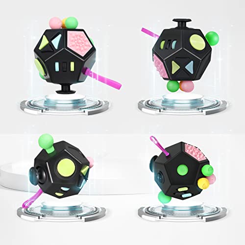 Vcostore Dodecagon Fidget Cube - 12 Sided Fidget Toy Depression Anti, Stress And Anxiety Relax Great Fidget Cube For Adults Kids With Ocd,Add, Adhd, Autism(Black) #TOP1