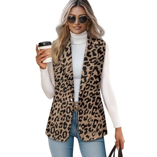Vest for Women Trendy Loose Casual V Neck 1 Button Sleeveless Waistcoat Lightweight Vest Jacket Tank Tops S-5XL