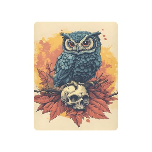 JIPONI Owl Skull Fall Soft Playard Sheet- Pack & Play Sheets Fitted, Breathable Mattress Cover for Standard Size Play Yard, 39’x27’x5’