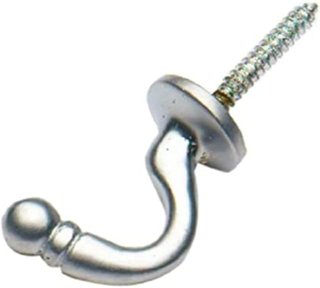 Merriway® BH01645 (2 Pcs) Ball End Curtain Drapery Hold Back Tie Back Hooks, 40mm (1.1/2 inch) Satin Chrome Plated - Pack of 2 Pieces