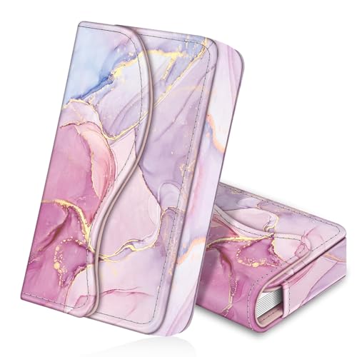 FINTIE Tarjetero para tarjetas de visita, piel sintética premium hecha a mano, funda para tarjetas de crédito con cierre magnético para hombre y mujer, 10*6*2 cm, Moderno
