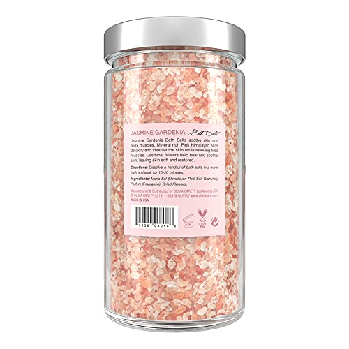 Olivia Care Pink Himalayan Bath Salts Exfoliate, Heal, Rejuvenate, Cleansing & Soothes Skin | Made With Natural Ingredients. Fresh Fragrance - 12 Oz (Jasmine Gardenia, 1 Pack) #TOP1