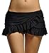 DUSISHIDAN Women Black Overlapping Ruffled Mini Swim Skirt with Panty