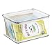 mDesign Set of 3 Stackable Plastic Containers? Perfect Kitchen Accessories As Food Containers? Ideal Also in the Fridge or Freezer ? With Lid ? Colour: Transparent