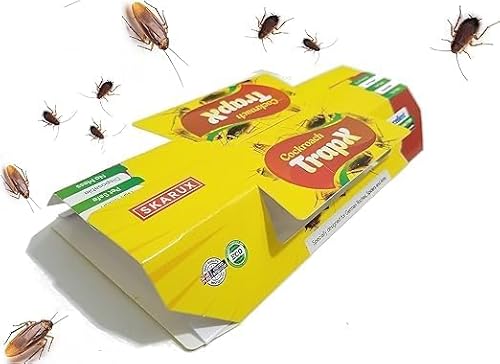 TrapX Cockroach Killer Sticky Glue Roach Trap with Strong Food Bait (Set of 10 Piece)