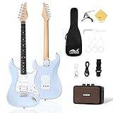 Mosen 39 Inch Electric Guitar with HSS Pickups & Single-Coil Tremolo System - with 5W Amp, Techwood...