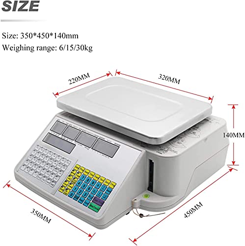 Báscula comercial con impresión y pantalla dual 15kg miniatura 4
