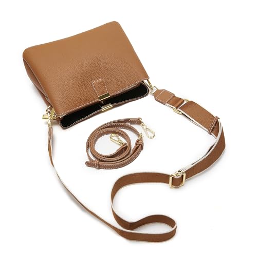 Image of Small Women Soft Genuine Leather Shoulder Bag Crossbody Purses for Lady Bucket Handbag