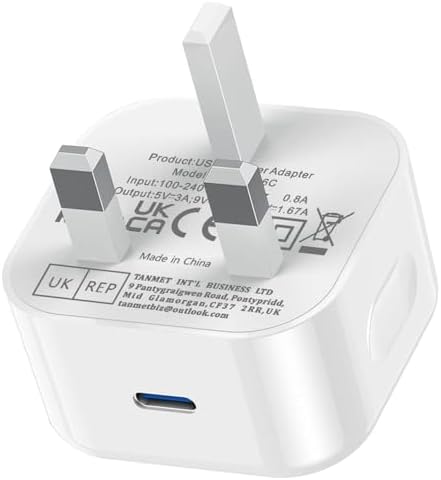 iPad Plug USB C,25W New Apple iPad Charger Plug Fast Charge UK for i Pad Pro 12.9 11 13 inch 4th 5th 6th M4 2024 Generation/Air 10.9 11 13 inch 5th Gen M2 M3/Mini 6 A17 Pro/Pad 10th 2022 A16 11th 2025 - View 3