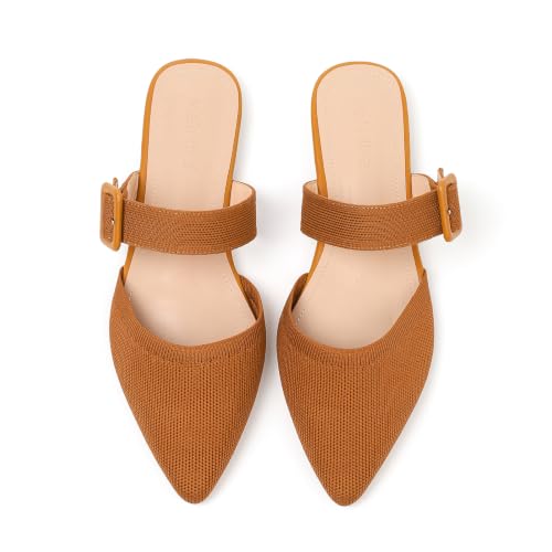 Image of Pointed Toe Mules for Women Flats,Slip On Mules Backless,Wide Width Mules,Mule Slides Flats Sandals