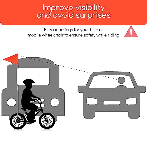 Bandeira de segurança de bicicleta de 1,8 m com mastro e suporte de montagem, bandeiras de segurança