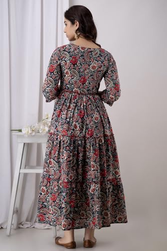 Image of Amazon Brand - Tavasya Women Long Maternity Kurta | Feeding Kurti | Comfort Maxi Dress