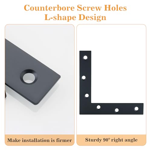 Équerres d'angle plates L 120mm acier inoxydable noir pour table - 6