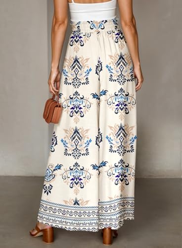 Image of Dokotoo Pants for Women Casual Elastic Waist Wide Leg Pants with Pockets