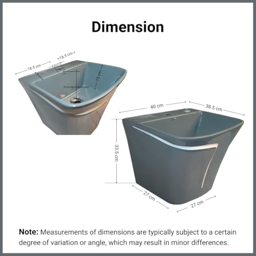 Image of Wall Mounted Wash Basin for Bathroom | Wall Hung Wash Basin /Sink (15.35 x 16.14 x 13 Inch, SFKOP - 211)