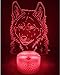 Imagen de YTDZLTD Ilusión Optica 3D Lobo Luz de Noche 16 Colores que Cambian Control Remoto USB Poder Touch Switch Decor Lámpara LED Mesa Lámpara Niños Juguetes Cumpleaños Navidad Regalo