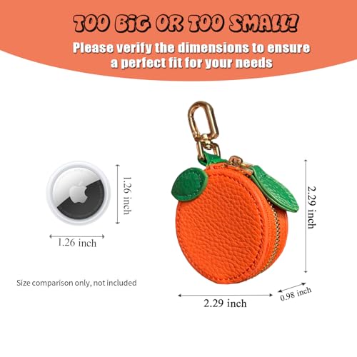 Image of 2.36 x 2.36 Inch Orange Fruit Bag Charm Cute Mini Coin Purse Keychain,Mini Leather Coin Pouch Change Purse for Backpack Decoration,Coin Orange Wallet Gifts for Girl Women