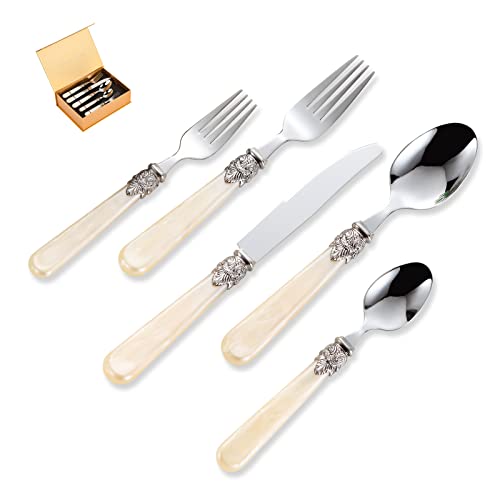 CATHYLIN REVERIE Collection 30-piece 18/10 Stainless Steel Vintage Flatware set,Sliverware