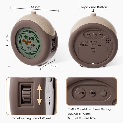 Digital Visual Timer for Kids with Protective Case, Hazelnut Theme 299 Minute Cute Squirrel Timer for Classroom Office Kitchen, Time Management Tools for ADHD Children - Image 3