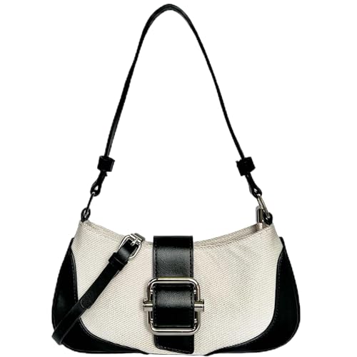 Y2k Denim-Geldbörsen für Damen, Schultertasche, Leder, Segeltuch, Crossbody, Hobo-Geldbörsen, Tragetasche, Mini-Clutch, Abendtasche, A-Schwarz