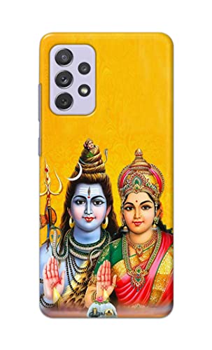 Image of PRINTFIDAA Lord Shiva Parvati Yellow Background Printed Designer Hard Back Case Cover for Samsung Galaxy A72 -(UO) MVN1008