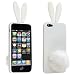 Leegoal Lovely Rabbit Silicone Bunny Case For iPhone 5 with Furry Tail - White