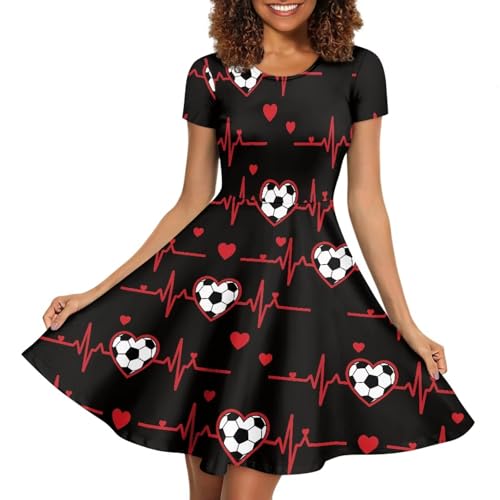 Image of AFPANQZ Womens Casual Summer Lightweight Vintage Dress Short Sleeve Midi Dress Knee-Long Luxury Formal Dress