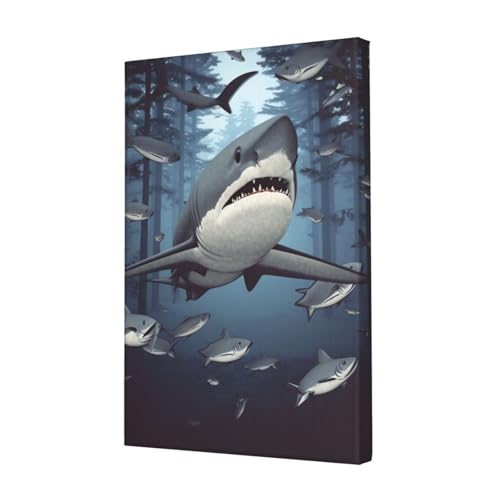 Toile requin amusant pour personnaliser un mur de salon vide
