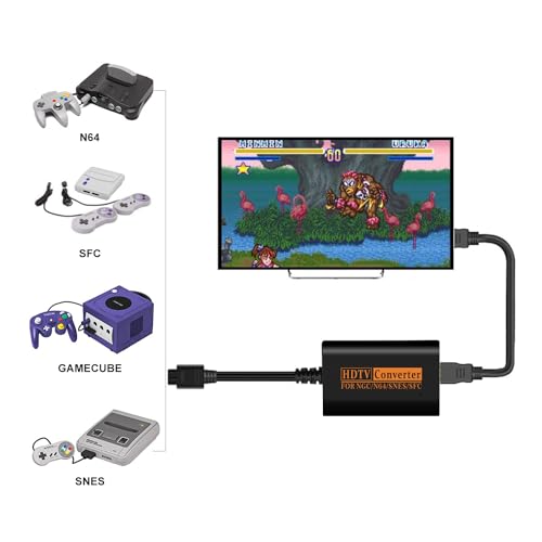 Image of N64 HDMI Adapter, HDMI Cable Adapter for N64 /Gamecube /SNES /SFC to HDMI Converter with 4:3 /16:9 Switch