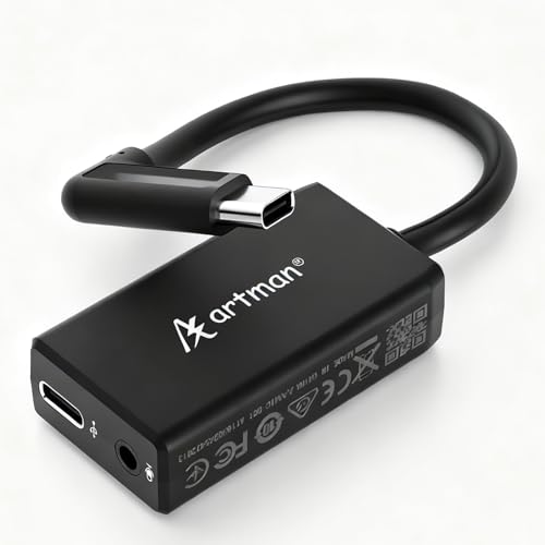 Artman Adaptateur de micro avec réduction du bruit du vent, adaptateur de microphone de 3,5 mm compatible avec GoPro Hero 13/12/11/10/9/8/7/6/5 Noir, audio...