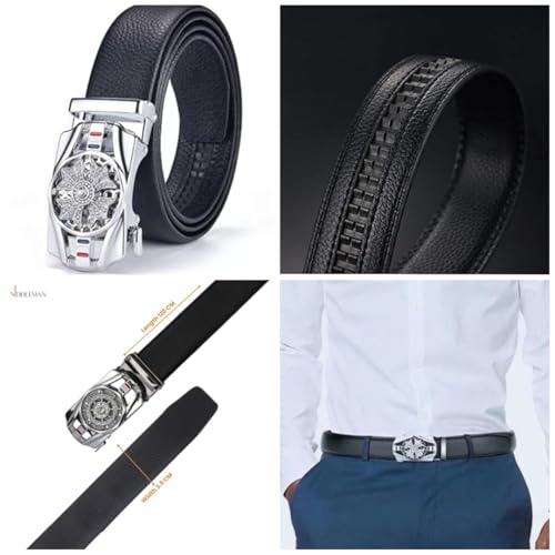 Image of TPM Men's Stylish Belt Combo Pack of 2 | Heavy Duty Woven Belt | Automatic Metal Buckle Casual Belt for Men. Has411