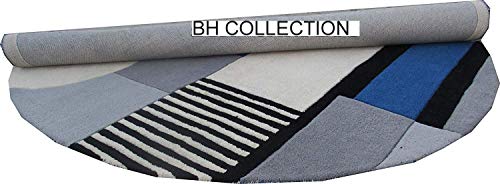 Image of Classical Look Embossed Curved Handmade Tufted Woolen Thick Plain Round Carpet for Bedroom Hall Size 8x8 feet (240X240 cm Round) Multi