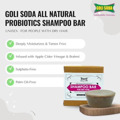 Image of Goli Soda All Natural Probiotics Shampoo Bar for Dry Hair - A Mild Everyday Shampoo for Frizzy and Dry Hair with Natural & Sulphate-Free Ingredients for Deep Moisturization(Pack of 3).