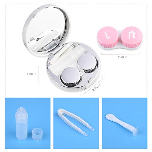 image for cauyuan Cute Contact Lens Case Portable Travel Box with Mirror Tweezer