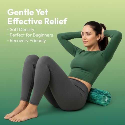 Soft Density Foam Roller 36" x 6" – Low Density Physical Therapy Roller for Exercise, Pilates, Yoga, Gentle Massage & Muscle Recovery – Green Marbled Round - Image 5