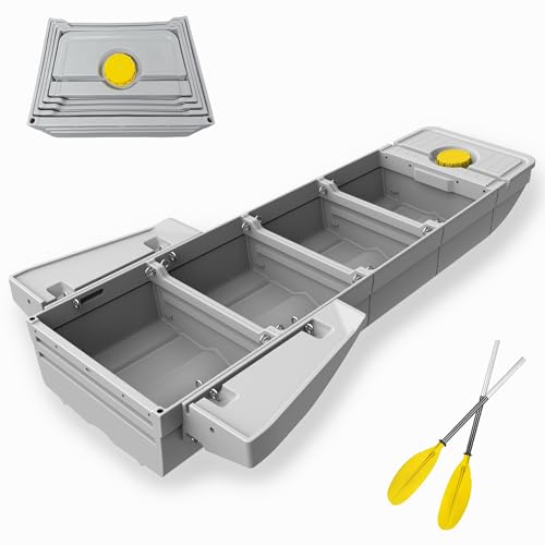 Kayak de pêche pliable, coque rigide durable, facile à ranger et à transporter, tient dans le coffre de la voiture, parfait pour 2 à 4 personnes