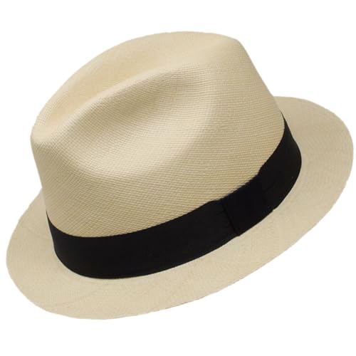 Gamboa Original Panama Hat for Men and Women Borsalino Straw Summer Beach Sun Hat Protection UV UPF50+ Natural