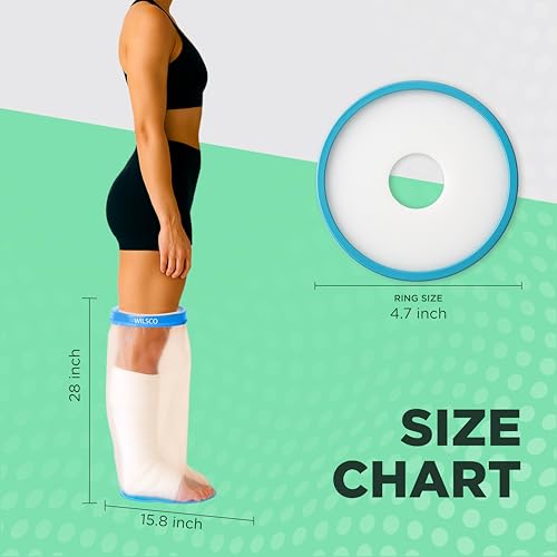 100% Waterproof Adult Cast Covers for Shower Leg, Resuable 28" Long,Easy to wear, Cast shower cover leg,foot bag for showering, post surgery waterproof foot boot covers, Plastic bag to cover leg - Thumbnail 2