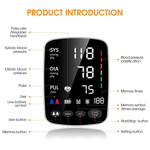 Blood Pressure Machine, Automatic Upper Arm Blood Pressure Monitor With Large Cuff 4.5 In Backlit Adjustable Large Font Screen, 9-17 Inches Cuff, Arrhythmia And Home #TOP1