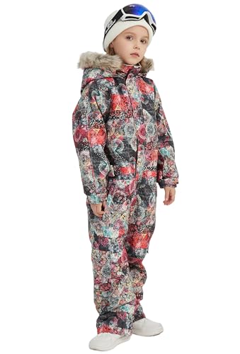 Image of Kids Girls Boys Waterproof Colorful One Piece Snowsuits Coveralls Ski Suits Jackets Winter Jumpsuits
