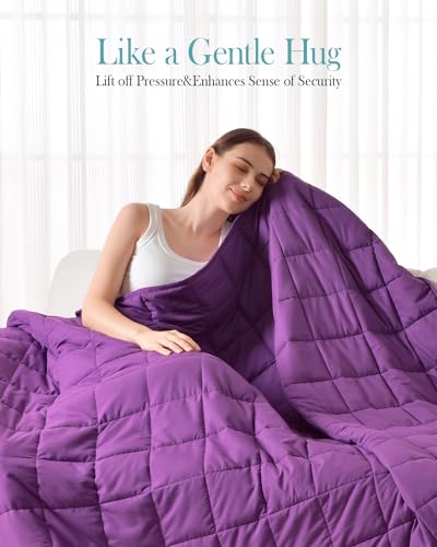 Topblan Weighted Blanket 15 pounds, Soft Cooling Weighted Blanket Full Size for Adults and Kids, Breathable Comfort Blanket with Glass Beads for Bed Sofa All Season, 48 x 72 inches, Purple - Image 3