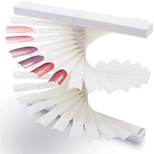 DAGEDA Nail Color Display, 48Pcs Nail Art Spiral Display Stand & Fan-Shaped False Nail Swatch Display Shelf Practice Tools, Professional Color Chart Display For Nail Art Polish Display And Home DIY
