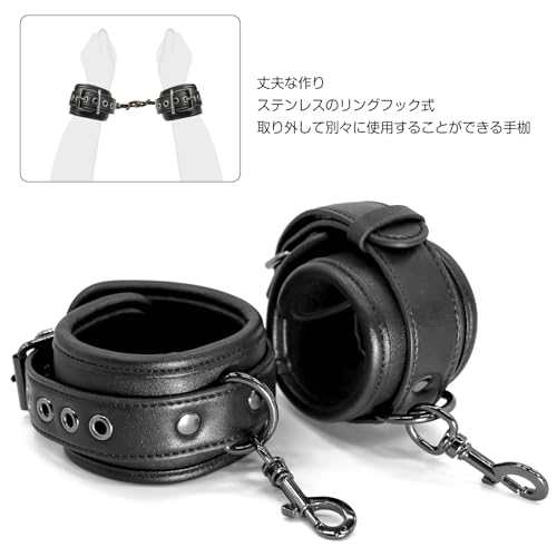 Yilisbait SMグッズ 手錠 手枷 首輪 人間 sm プレイ グッズ 拘束具 アダルトグッズ 女性 拘束グッズ グッズ女子用 大人のおもちゃ 束縛具 コスプレ 男 男性向け リード付き 調節可能 3点セット - 画像4