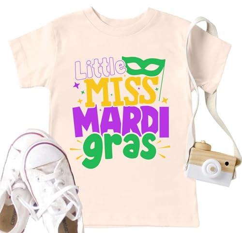 Toddler Mardi Gras Shirts: Boys Girls Fat Tuesday T-Shirt New Orleans Party Short Sleeve Mardi Gras Mask Tops Apricot