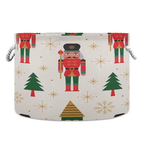 Ttgoth Christmas Nutcracker Cotton Rope Basket Dog Toy Basket Dog Stuffs Storage Bin Pet Accessories Organizer Baby Blanket Basket Laundry Basket with Handles